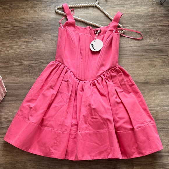 NWT Staud CORAL PINK LANDSCAPE MINI DRESS Size 6 - Picture 5 of 9